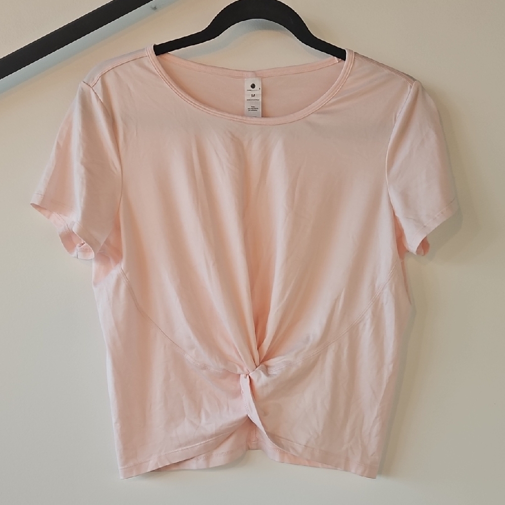 Yogalicious Light Pink Knot Front Tee